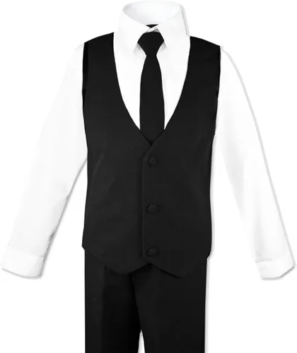 Vista 4 de Black N Bianco - Traje formal negro para niño con camisa y chaleco