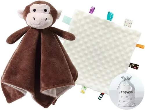 Vista 13 de CREVENT Manta de seguridad facial de animales de felpa suave para niños y niñas, gran regalo para cumpleaños, baby shower (perro azul + etiqueta)