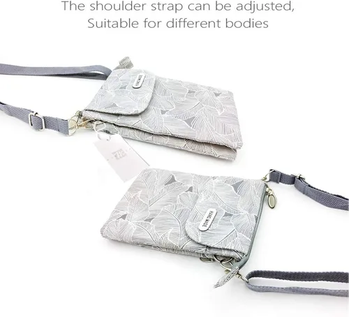Vista 3 de Cartera espaciosa para teléfono celular, de lona, con correa para el hombro, para mujeres, adolescentes y niñas