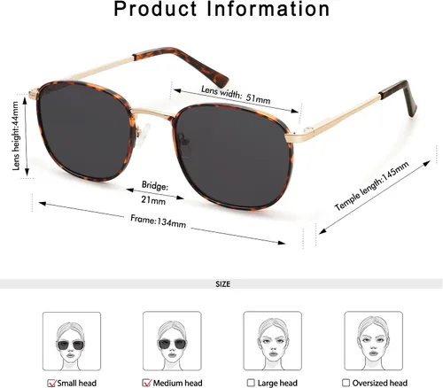Vista 5 de Gafas de sol cuadradas retro para mujeres y hombres con bisagra de resorte AP3646