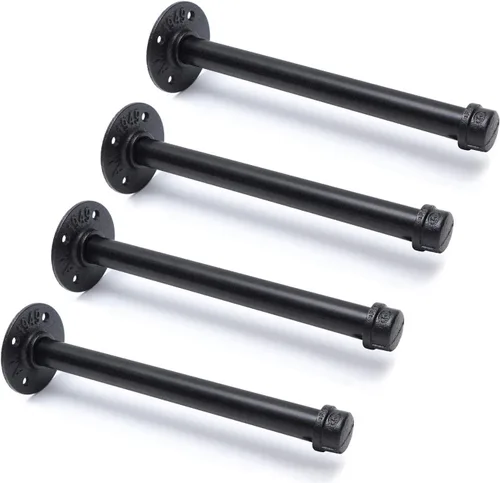 Vista 18 de Soportes industriales de tubo de hierro negro de 3/4 pulgadas, soportes rústicos para colgar en la pared, soportes de tubería personalizados