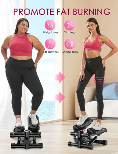 Vista 2 de Steppers for Exercise at Home, KitGody Mini Stepper with Resistance Bands, Portable Stair Stepper for Home 330LBS Capacity, Adjustable Height