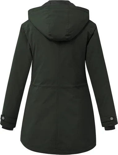 Vista 2 de Wenven Abrigos de invierno impermeables para mujer, chaquetas acolchadas gruesas y cálidas con capucha desmontable Verde militar
