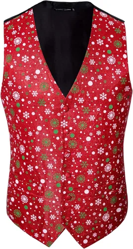 Vista 6 de Barry.Wang Chaleco de traje de Navidad para hombre, chaleco de Navidad, corbatacorbatín, esmoquin para fiesta