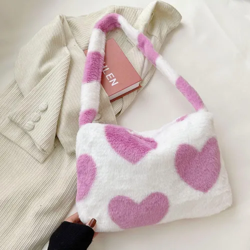 Vista 5 de Bolsa de hombro para mujer Kexle, afelpada, para otoño e invierno