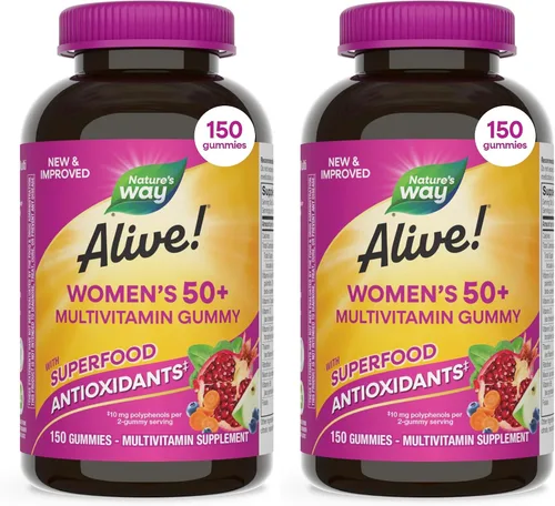 Vista 10 de Nature's Way Alive! Suplemento multivitamínico completo, para mujeres de más de 50 años, 60 gominolas Daily Gummy Multi with B-Vitamins, Vitamin