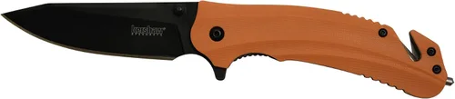 Vista 6 de Kershaw Outlier Tactical Karambit Cuchillo Barricade Naranja Multifunción Rescue Pocket Knife