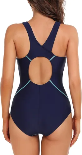Vista 2 de beautyin Traje de baño deportivo de una pieza con espalda cruzada para mujer