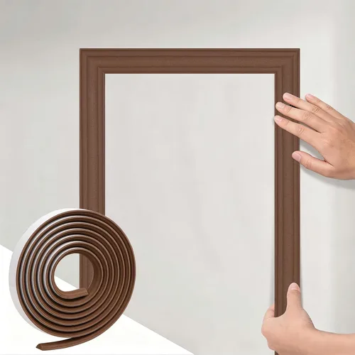 Vista 11 de Moldura flexible para despegar y pegar, tiras de moldeo de panel de pared autoadhesivas, ribete decorativo de EVA negro para zócalo, espejo