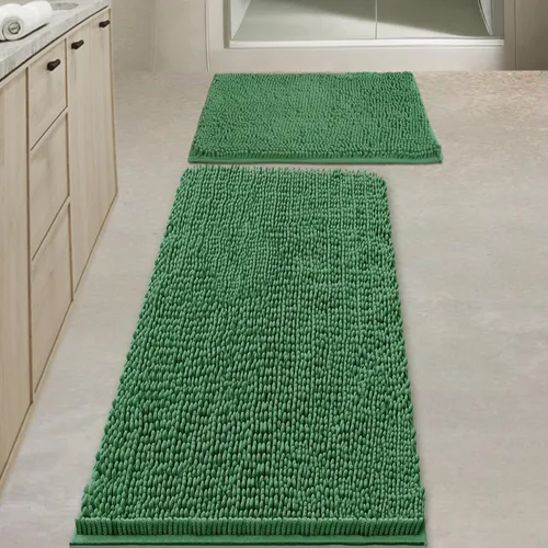 Vista 40 de Juegos de alfombras de baño de 2 piezas, alfombra de baño de felpilla extra suave ultra absorbente, alfombra de baño con base antideslizante de PVC