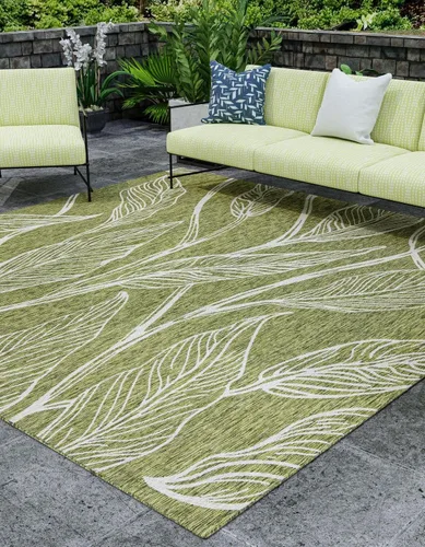 Vista 22 de Unique Loom Outdoor Botanical Collection Alfombra de área - Hoja (1.6 m x 2.4 m Rectangular, Carbón Marfil)
