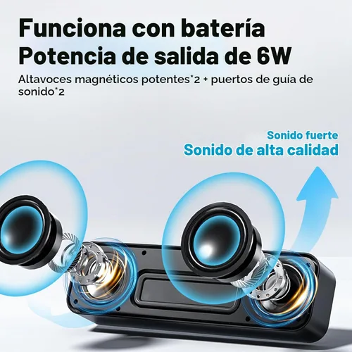 Vista 7 de Altavoces de computadora para PC de escritorio, altavoz Bluetooth recargable, barra de sonido de computadora pequeña con estéreo y graves, entrada