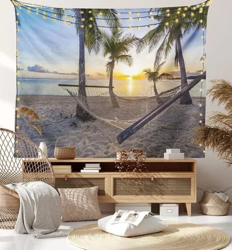 Vista 78 de Ambesonne Tapiz verde, fases lunares alrededor de un árbol de la vida, impresión de diseño bohemio de astrología nocturna, decoración de tela