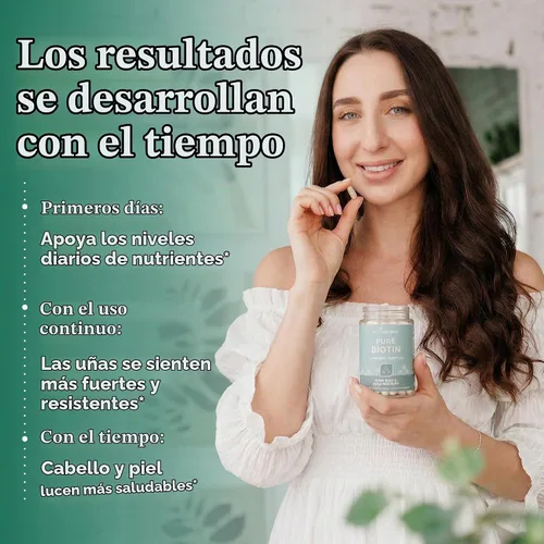 Vista 6 de Suplemento Biotin 0.00017 oz, 120 cápsulas vegetarianas (para el crecimiento del cabello, piel y uñas) Biotina de alta potencia para apoyar