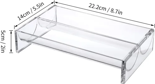 Vista 2 de Bandeja transparente de 8.7 pulgadas para servir galletas, bandeja transparente de macarrón, soporte rectangular para bandejas de servir, soporte