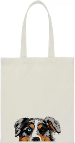 Vista 32 de WIRESTER Bolsa de lona para mujeres y niñas, bolsa de playa, comestibles y viajes, lindo perro