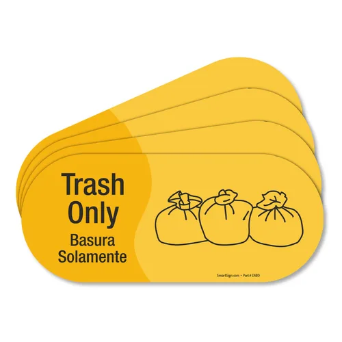 Vista 10 de SmartSign Paquete de 4 etiquetas adhesivas de 3.75 x 9 pulgadas con símbolo, poliéster laminado de 5 mil con adhesivo SuperStick, amarillo y negro