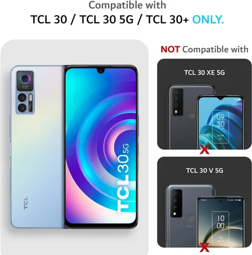 Vista 2 de NZND Funda para TCL 30 5G /TCL 30 /TCL 30 Plus con protector de pantalla de vidrio templado (cobertura máxima), protección de cuerpo completo