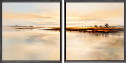 Vista 12 de SIGNFORD Impresión en Lienzo Enmarcado Arte de Pared Art Nouveau Lago de Cisnes Elegantes Ilustraciones de Aves Acuáticas Moderno Boho Naturaleza