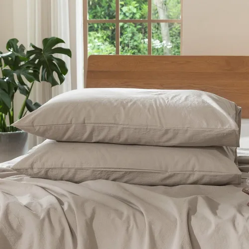 Vista 26 de MooMee Juego de 2 fundas de almohada de cuadros 100% algodón lavado con textura parecida al lino, transpirable, duradera, suave y cómoda