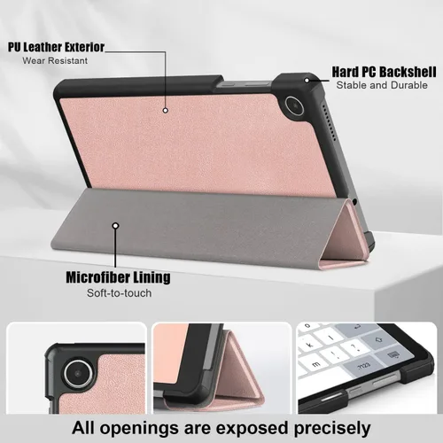 Vista 5 de Funda para Lenovo Tab M8 Gen 4 2023, funda delgada y ligera para Lenovo Tab M8 4ª generación Tablet TB300FU, oro rosa