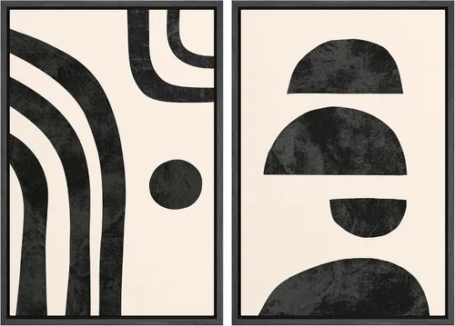 Vista 164 de SIGNWIN Lienzo enmarcado para pared, ilustraciones abstractas texturizadas en tonos beige terrosos, arte moderno, decorativo, contemporáneo