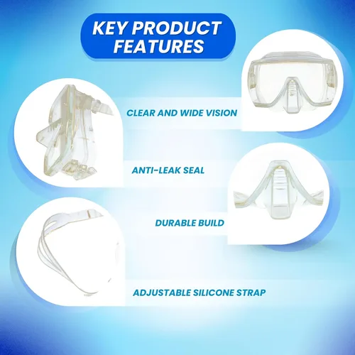Vista 7 de Scuba Choice Buceo Azul Tek2 Clear One Window Máscara de Silicona
