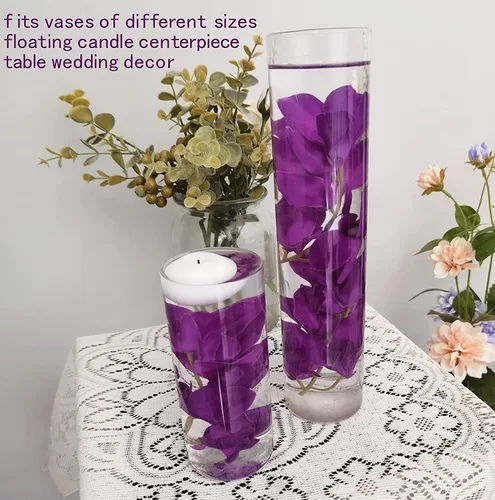 Vista 2 de 12 piezas de orquídeas artificiales moradas para centros de mesa de velas flotantes, rellenos de jarrón de flores artificiales para fiesta de mesa