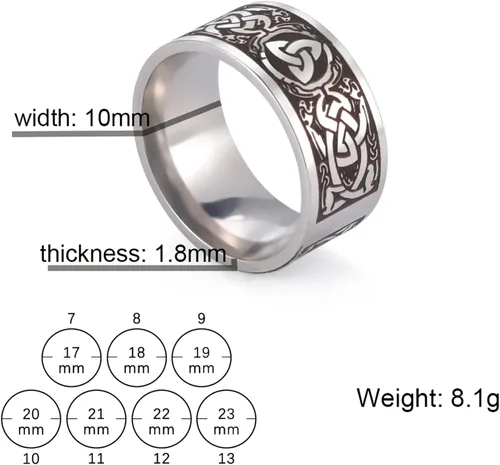Vista 7 de Triquetra - Anillo de nudo de la Trinidad, nudo de bruja, nudo celta irlandés, anillo claddagh, anillo vikingo nórdico, joyería para hombres, mujeres