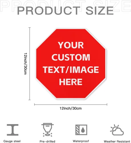 Vista 6 de Letreros personalizados para negocios al aire libre de metal con texto en inglés «Make Your Own 12X12» Letrero personalizado para jardines al aire