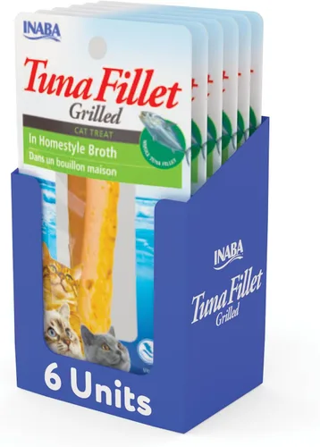 Vista 12 de INABA Filete de atún a la parrilla prémium cortado a mano para gatos, con vitamina E y extracto de té verde, 0.52 onzas cada uno, paquete de 6