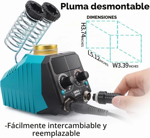 Vista 5 de Estación de herramienta de pirografía YIHUA 939D-VII, kit de pluma de quema de madera 2 en 1 de punto sólido 200~480°C