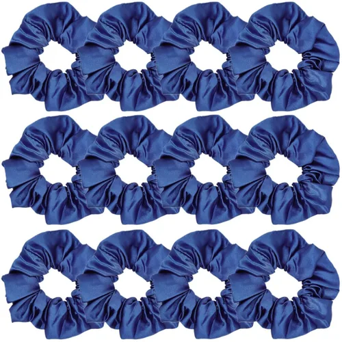 Vista 12 de Sufermoe 12 bandas elásticas para el cabello de seda satinada, color azul surtido de 4.5 pulgadas para mujeres y niñas
