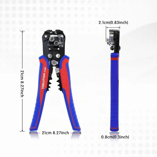 Vista 2 de Herramienta pelacables autoajustable 3 en 1, pelacables, prensado y corte de cables eléctricos de alta resistencia para 10-24 AWG