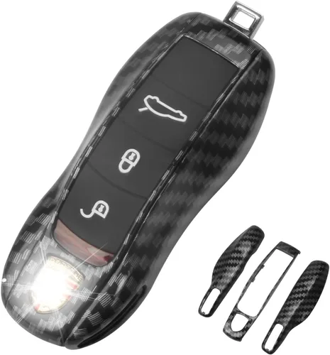 Vista 16 de QBUC Funda para llavero Porsche, 3 piezas pintadas compatibles con Porsche Cayenne Panamera Macan 911 Boxter Cayman (negro)