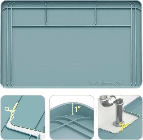 Vista 8 de Wohbay Tapetes para debajo del fregadero de cocina, impermeables, cortados para adaptarse a la bandeja de goteo debajo del fregadero para gabinetes