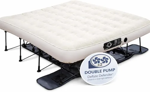 Vista 8 de Ivation EZ-Bed (Individual) Colchón de aire con tecnología Deflate Defender™, bomba automática doble y material laminado de doble capa - Marco