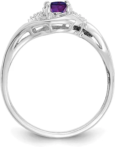 Vista 2 de Anillo de oro blanco de 14 quilates con amatista y diamantes de imitación, piedra natal de febrero, joyería fina para mujeres, regalos para ella