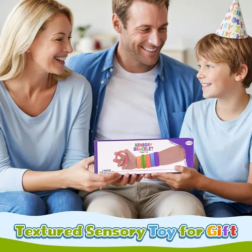Vista 6 de 6 pulseras antiestrés para niños y adultos, pulseras de silicona texturizada, juguetes sensoriales para autismo, ansiedad, TDAH, calma