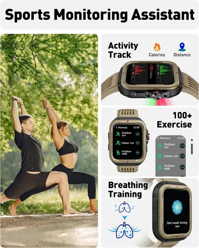 Vista 5 de VRPEFIT Reloj inteligente para hombres y mujeres (respuesta/hacer llamadas), Alexa integrado, rastreador de fitness de 1.8 pulgadas con 100 modos