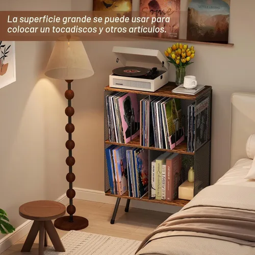 Vista 4 de X-cosrack Soporte grande para tocadiscos, soporte para discos de vinilo con capacidad para hasta 300 álbumes, soporte para tocadiscos estéreo de 3