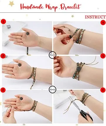 Vista 7 de Plumiss Women Boho Handmade Natural Stone Crystal Leather Bead Wrap Bracelets Collection