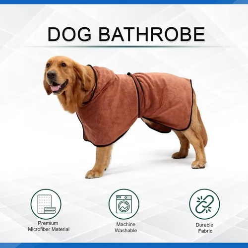 Vista 2 de Personalized Passion Bata de baño para perros – Abrigo de secado para perros súper suave – Lujosa y absorbente toalla de secado para perros