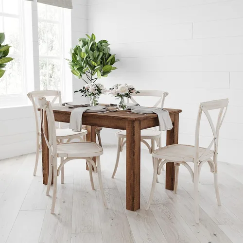 Vista 7 de Merrick Lane Jessamine - Mesa de comedor rectangular de 46 x 30 pulgadas de pino macizo