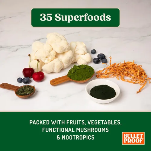 Vista 5 de Bulletproof Paquetes de verduras, 15 unidades, polvo de verduras diarias con superalimentos y nootrópicos, porción completa de verduras, nutrientes