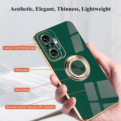 Vista 2 de Compatible con Xiaomi Redmi Note 10 Pro Case Ring Holder Magnet Silicone, Xiaomi Redmi Note 10 Pro Funda de silicona delgada blanca cubierta negra