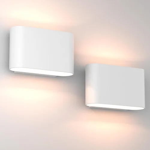 Vista 4 de Aipsun Aplique de pared LED moderno de aluminio para interiores, con cableado, juego de 2 luces de montaje en pared arriba y abajo, para sala