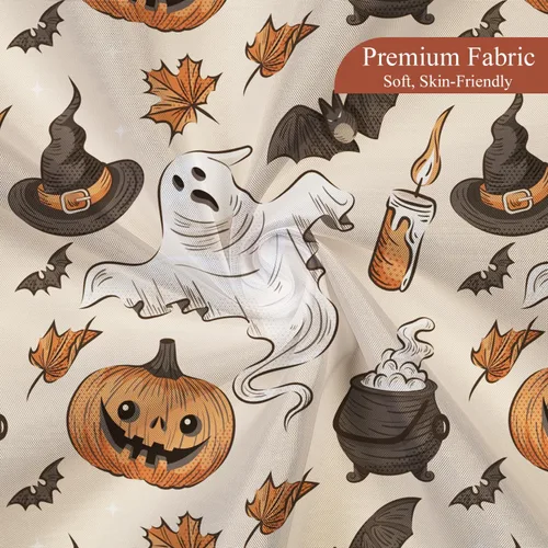 Vista 5 de Cortina de ducha divertida de Halloween, espeluznante y bonita, fantasma, calabazas, murciélagos, cortina de baño para niños, decoración