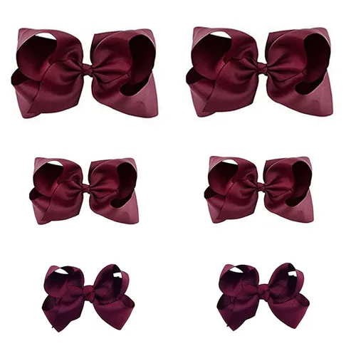 Vista 15 de Moños negros para niñas, 6 piezas de moños de cinta de grogrén hechos a mano con pinzas de cocodrilo, accesorios para el cabello para niñas