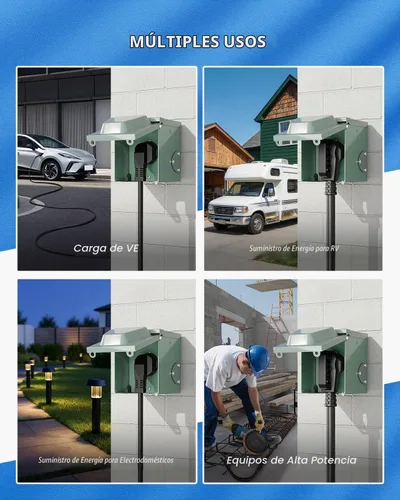 Vista 7 de BEBOBLY Caja de toma de corriente de 30 amperios para RV, receptáculo NEMA TT-30R de 125 voltios, enchufe exterior cerrado y con cerradura, panel